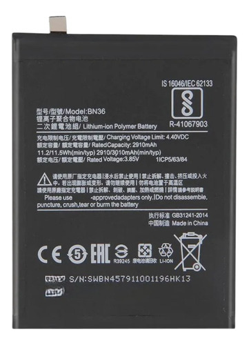 Sobre + Bateria Para Xiaomi Redmi Mi 6x / Mi A2 - Bn-36