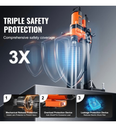 Taladro De Núcleo 0.8 A 11.8 Pul De Diametro 3500w Naranja-negro 60hz