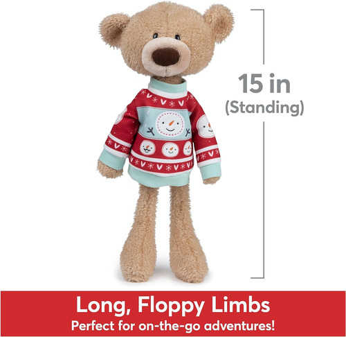 Gund Palillo De Dientos Con Suéter Navideño, Oso De Peluche