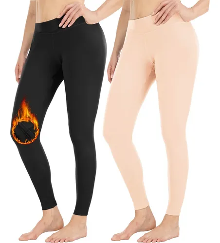  Pantalones térmicos de cintura alta para mujer, con