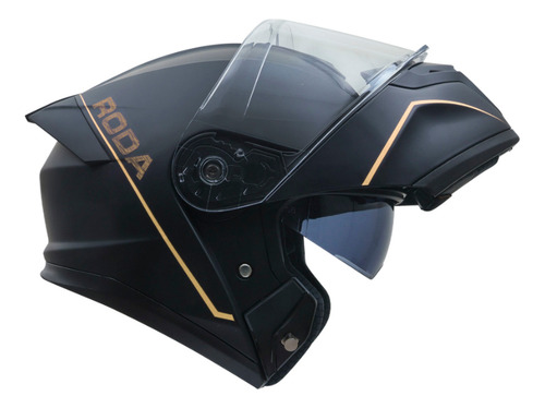 Casco Certificado Roda Force Blanco Abatible Con Visor Solar Negro Dorado Solido Xl
