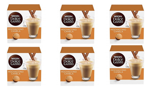 Kit C/6 Café Cápsula Nescafé Dolce Gusto Mochaccino Canela