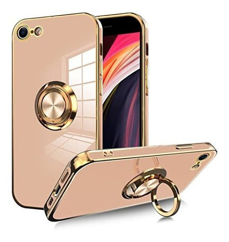 Funda Para iPhone SE 2022 7 -8 Con Ring Plating Rosa Gold