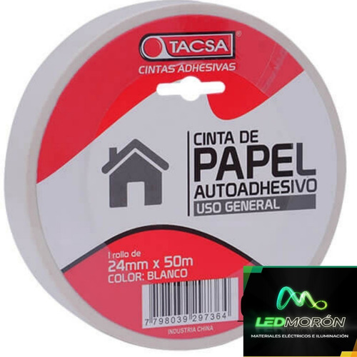 Imagen 1 de 10 de Cinta Papel Enmascarar Pintor 24mm 50 Metros Tacsa Blanca