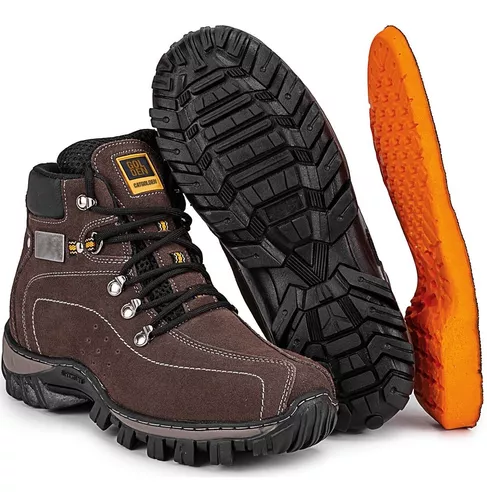 Bota Caterpillar Original Masculina palmilha a Gel Couro Marrom Impermeável  Confortável impermeável.