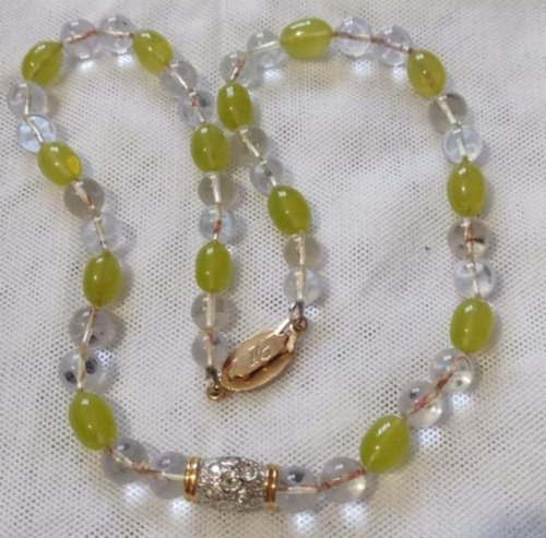 Colar De Pérolas E Cristais Da Maiorca Verde- Água (Usado)