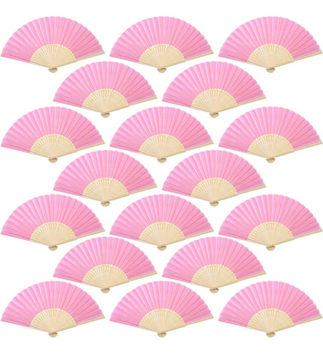 20pzs Abanicos Plegables Mano Rosa Abanicos Tela Para Fiesta
