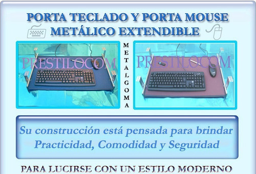 Bandeja Metal Teclado Y Mouse Con Goma 60 X 35 Cm. Colores