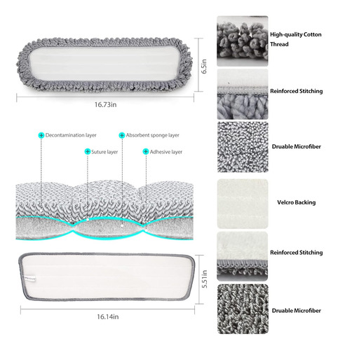 Paquete De 6 Almohadillas De Microfibra Para Fregona Compati