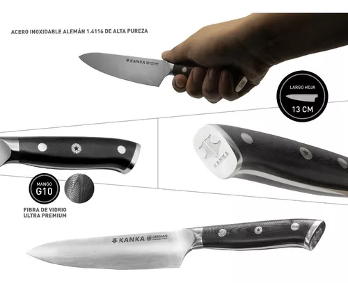 Cuchillo de chef profesional de 8 pulgadas. Acero inoxidable 1.4116 de alta  calidad. Mango de fibra de vidrio G-10 ultra premium. Funda de madera de