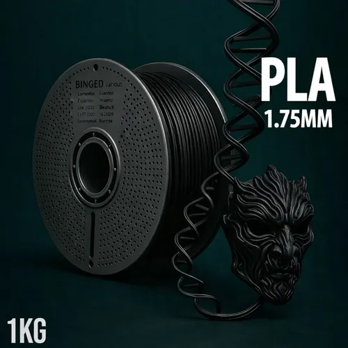 FilamentoPlaImpressora3dCom1.75mmSemEntupimentoFlexivel1kgImpressãoPremiumPreto