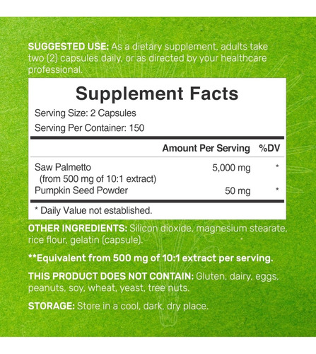 Saw Palmetto 3000mg Concentrado / 180 Pastillas Prostata