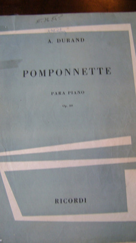 Partitura Para Piano Pomponette De August Durand Serie 3.19