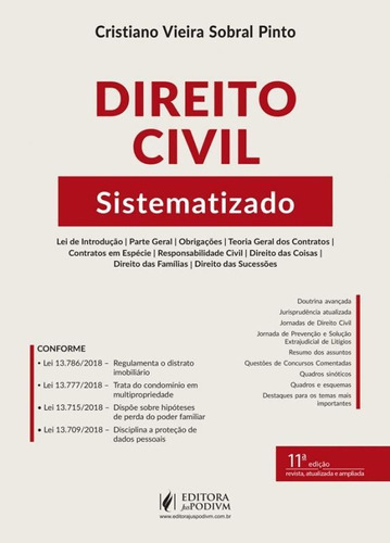 Direito Civil Sistematizado - Juspodivm, De Cristiano Sobral. Editora Editora Juridica Da Bahia Ltda, Capa Mole, Edição 11 Em Português