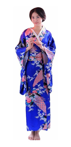 Mujer Estampado Kimono Bata Tradicional Japonés Vestido