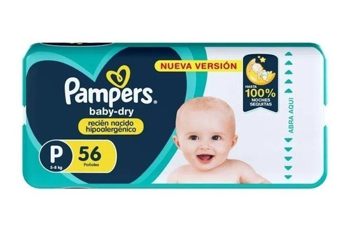 Pañal Pampers Baby-dry Hipoalergenico Pequeño X 56 Unidades