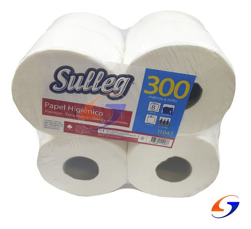 Papel Higienico Jumbo Sulleg 300m.  X8 Serviciopapelero