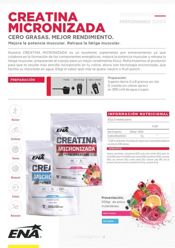Creatina Micronizada Ena Sport 300g Sabor Neutro En Doypack