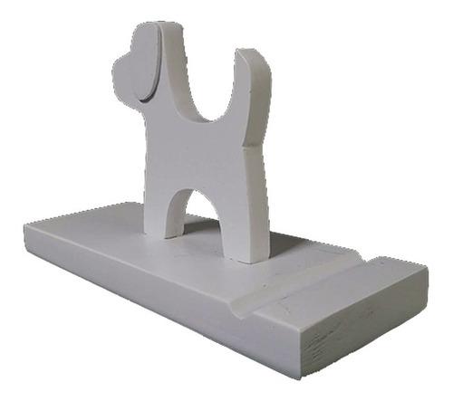 Imagen 2 de 5 de Soporte De Madera Para Teléfonos Y Tablet Figura Perro Blanc