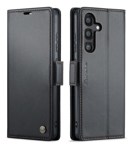 Funda Para Samsung S25 Premium Caseme Leather Cuero Colores Negro