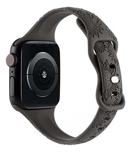 Banda Slim De Girasol Grabada Compatible Con Apple Watch 38m