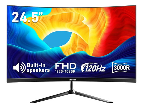 Monitor Curvo Gawfolk 24.5 Fhd 120hz Com Som Integrado Preto