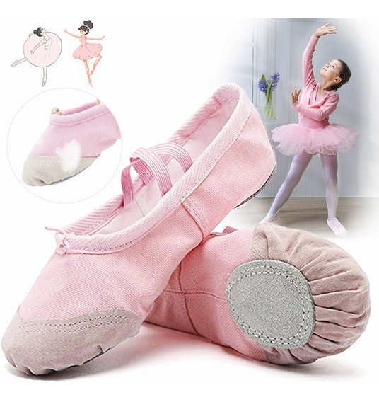 Dance Good Rosa Lona Zapatos Zapatillas Media Punta de Ballet Baile para niñas Mujeres niños 