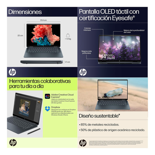 Hp Spectre Core Ultra-7 155h 16gb 1tb 14-oled Touch 360° W11 (Reacondicionado)