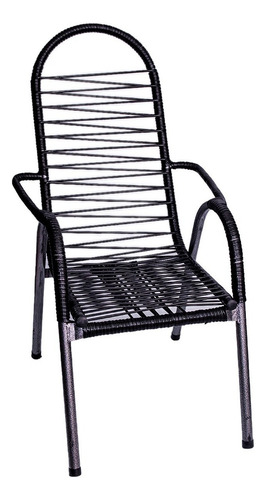 Cadeira Reforçada De Area Varanda De Fio De Pvc Espaguete Cor Preto