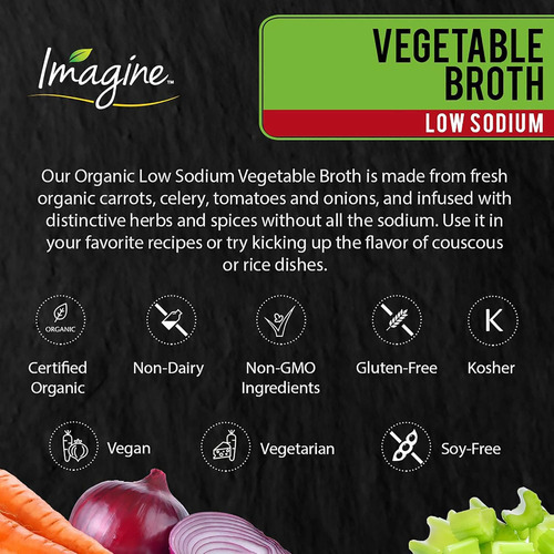 Imagine Foods, Caldo De Verduras Orgánico, 32 Onzas Líquidas