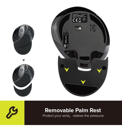 Delux Mouse Vertical Inalámbrico 2.4g Y Bluetooth Recargable