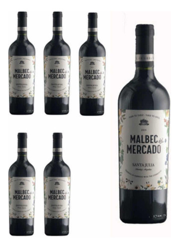 Vinho Argentino Del Mercado Orgânico Santa Júlia / Cx 6 Un.