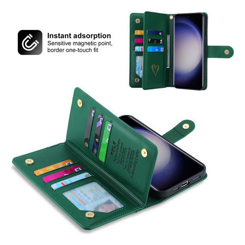 Jing Funda De Piel Tipo Cartera Con Cremallera Para Samsung