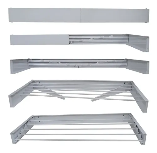 Varal Magico 7 Varetas 120cm Aluminio - Dobravel Branco