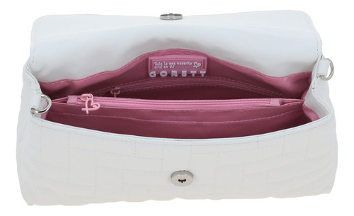 Bolso Tipo Briefcase Gorétt By Chenson Capitonado Priss P25 Blanco Liso Níquel Blanco