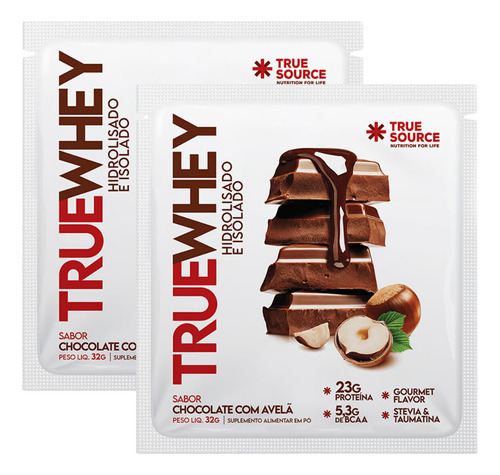 2x Sachê True Whey Proteína Chocolate Com Avelã True Source