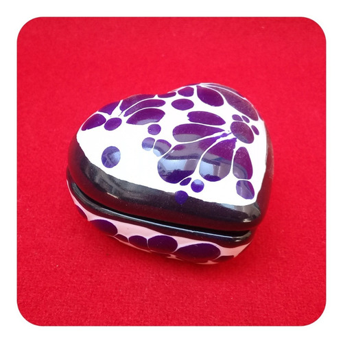 Imagen 4 de 6 de Set 2 Alhajeros Talavera Poblana Corazón 6cm P/recuerdo Lhj
