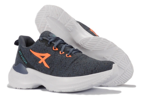 Imagen 5 de 7 de Zapatilla Athix Hombre Paralles (jean/naranja)