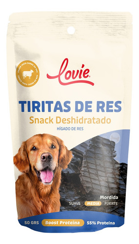 Hígado De Res Deshidratado Para Perros Lovie - Bolsa 50 Grs