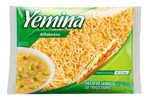  Pack De 24 Sopas Para Pasta Yemina Alfabeto  200 Gr