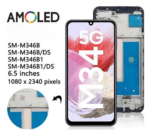 Guangchuan Tela Amoled Com Moldura Para Galaxy M34 5g