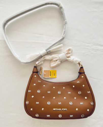Bolsa Michael Kors,pouchett,piel,camel Original+envío Camel Grecas Dorado Camel (Usado)