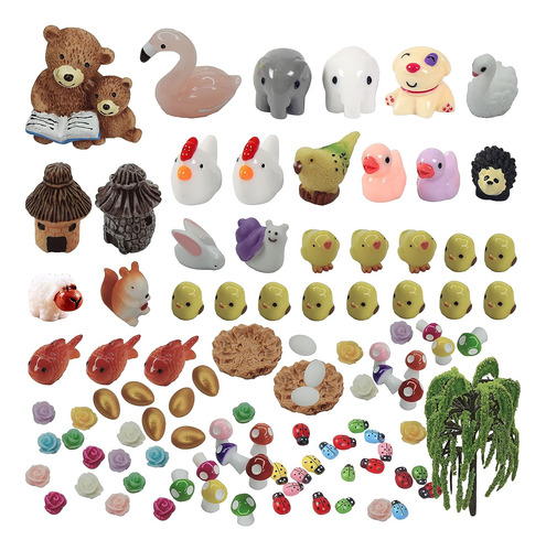 101 Piezas De Animales En Miniatura, Accesorios De Jardin...