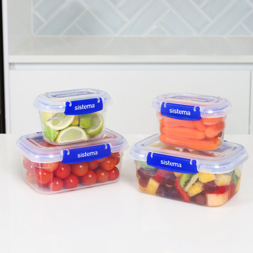 Set De 4 Contenedores Sistema Klip It Plus 400ml Y 1l
