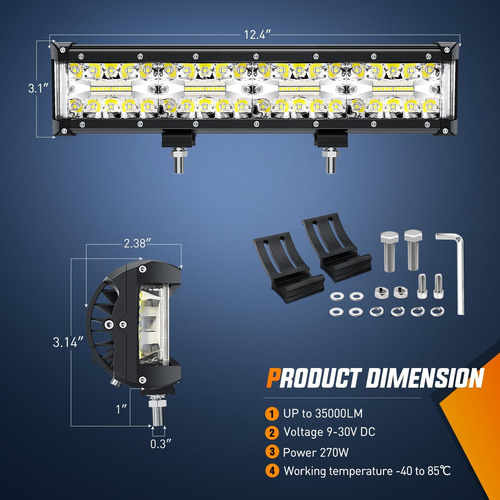 Barra De Luz Led Side Shooter, 1 Unidad, 12 Pulgadas 3711053