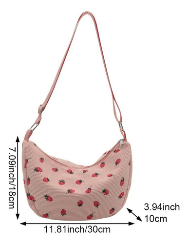 Bolso Hobo Con Estampado De Fresa, Bandolera