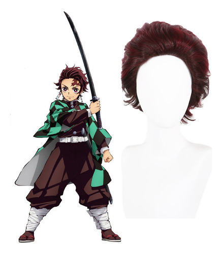 Demon Slayer Kimetsu No Yaiba Kamado Tanjirou Cosplay Peluca