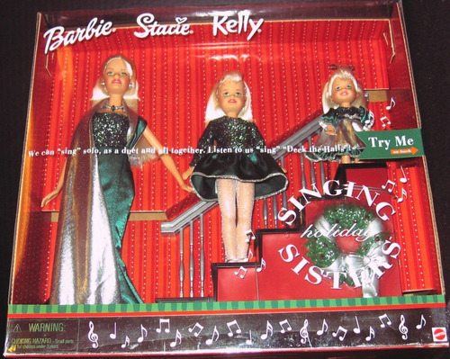 Barbie Holiday Singing Sisters Stacie Kelly Dolls Sing Deck.