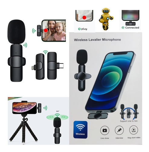 Imagem 1 de 6 de Microfone Lapela Live Wireless Usb Androide iPhone 2.4g