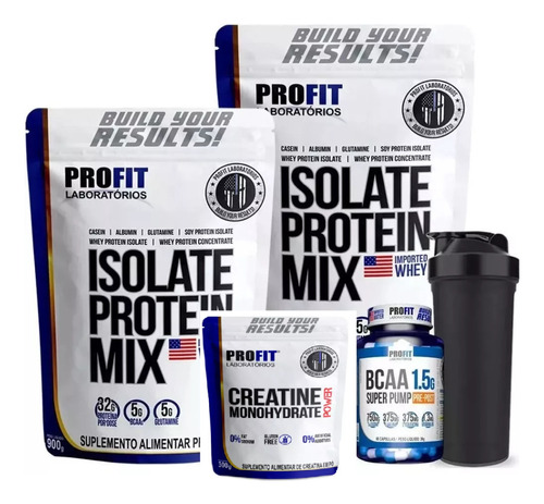 Combo 2x Whey Isolate Mix Profit 900g+ Bcaa+ Creatina 300g